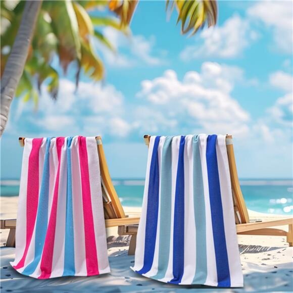 4 Pack Large Oversized Beach Towels Set 30"*60" Cabana Stripe Pool - Picture 7 of 7